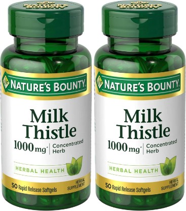 Picture of Nature's Bounty Milk Thistle 1000mg, Herbal Health Supplement, Daily Supplement, Gluten Free, Rapid Release Softgels, 50 Ct (Pack of 2)