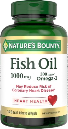 Picture of Nature's Bounty Fish Oil, Supports Heart Health, 1000mg, 145 Count | Rapid Release Softgels