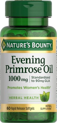Picture of Nature's Bounty Evening Primrose Oil, Cold Pressed, 1000mg, 60 Count | Promotes Women's Health, Herbal Supplement, Gluten Free, 60 Rapid Release Softgels