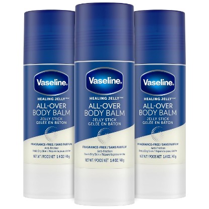 Picture of Vaseline All-Over Body Balm Stick 3-Pack, Fragrance-Free Lotion, 1.4 Oz Ea | Non-Greasy, All-Over Body Lotion, Moisturizer Stick | Smooth Rough Skin, Chafing While Traveling | Mess-Free Application
