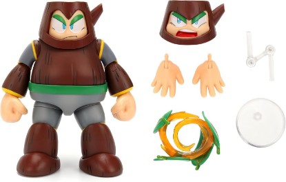Picture of Jada Mega Man Wave 3 Wood Man Action Figure Toys – 1:12 Deluxe Scale – 6" Tall, Fully Articulated, Collector Packaging | Megaman 5 Inch Action Figure 1/12 Scale Deluxe - Wood Man