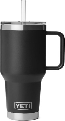 Picture of YETI Rambler 35 oz Straw Mug 2.0 - Double-Wall Vacuum Insulation for Cold Beverages – Dishwasher Safe – Cupholder Compatible – Reusable Straw – Comfortable Grip Handle – Travel Mug - Black