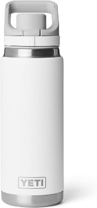 Picture of YETI Rambler 26 oz Leakproof Bottle with Flip Chug Cap, White | Double-Wall Vacuum Insulated, 100% Leakproof Magnetic C-Lock, Lockable Covered Spout, 18/8 Stainless Steel, Cupholder Fit