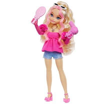 Picture of Barbie Dream Besties Playset, Barbie “Malibu” Posable Fashion Doll with Wavy Blonde Hair, 11 Makeup & Hair-Themed Accessories