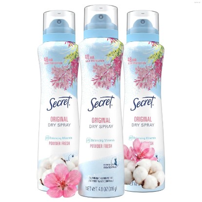 Picture of Secret Dry Spray Antiperspirant Deodorant for Women, 48hr Weightless Sweat & Odor Protection, Gentle on Skin, Powder Fresh Scent, 4.1 oz (Pack of 3)
