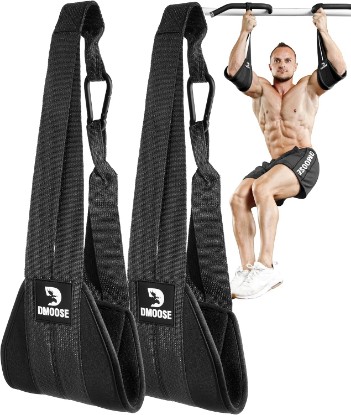 Picture of DMoose Fitness Hanging Ab Straps for Pull Up Bar & Core Strength Training - Soft Padded Exercise Straps for Ab Swing & Leg Raises, Hang Bar Strap with 2 Steel Carabiners - Abs Equipment for Home & Gym