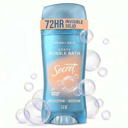 Picture of Secret Fresh Antiperspirant Deodorant for Women, 72hr Breathable Sweat & Odor Protection, Instant Freshness & Gentle, PH Balancing Minerals, Invisible Solid, Soapy Bubble Bath Scent, 2.6 oz