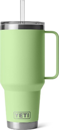 Picture of YETI Rambler 42 oz Tumbler with Handle and Straw Lid, Travel Mug Water Tumbler, Vacuum Insulated Cup with Handle, Stainless Steel, Key Lime