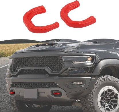 Picture of RT-TCZ Tow Hook Covers Bumper Tow Hook Covers Rubber Protector Cover Exterior Accessories for Dodge RAM TRX 2018-2025 (Red)