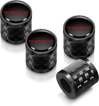 Picture of iPick Image for RAM 1500 TRX in Black on Real Carbon Fiber Barrel Black Aluminum Tire Valve Stem Caps