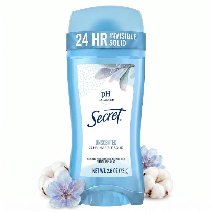 Picture of Secret Original Unscented Women's Invisible Solid pH Balanced Antiperspirant and Deodorant, 2.6 Ounce