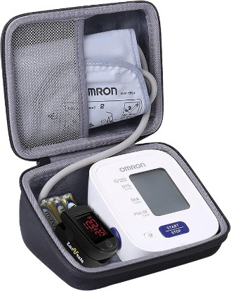Picture of co2CREA Hard Travel Case for OMRON BP7100/BP710N Monitor | OMRON HEM-7120 HEM-7121 HEM-7124 Compatibility, Upper Arm Monitor Storage, Secure Device Fit ClimatePartner certified