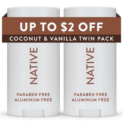 Picture of Native Deodorant Contains Naturally Derived Ingredients, 72 Hour Odor Control, Deodorant for Women and Men, Aluminum Free, Coconut & Vanilla 2.3 oz (Pack of 2)