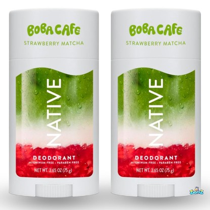 Picture of Native Aluminum Free Deodorant, Limited Edition Strawberry Matcha, 72 Hour Odor Protection, for Women and Men, Boba Café, 2.65oz - Pack Of 02
