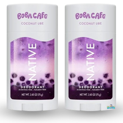 Picture of Native Aluminum Free Deodorant, Limited Edition Coconut Ube, 72 Hour Odor Protection, for Women and Men, Boba Café, 2.65oz - Pack Of 02