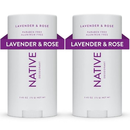 Picture of Native Deodorant Contains Naturally Derived Ingredients, 72 Hour Odor Control | Deodorant for Women and Men, Aluminum Free with Baking Soda, Coconut Oil and Shea Butter | Lavender & Rose, 2-Pack