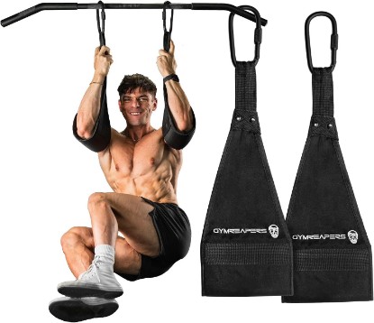 Picture of Gymreapers Hanging Ab Straps for Pull-Up Bar - Hang Bar Assist Strap & Strength Workout Equipment, Padded Adjustable Arm Supports with 2 Steel Carabiners for Leg Raises, Abdominal & Core Training