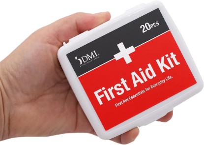 Picture of DMI First Aid Kit, Mini 20 Piece Kit, Small and Compact All Purpose Use for Minor Cuts and Scrapes, Durable Water Resistant Case, Convenient and Portable, White, 1 Count
