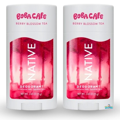 Picture of Native Aluminum Free Deodorant, Limited Edition Berry Blossom Tea, 72 Hour Odor Protection, for Women and Mens, Boba Café, 75g - Pack Of 02