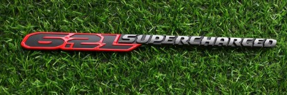 Picture of 1pc New 6.2L Supercharged Hood Emblem Nameplate 3D Badge Replacement for 2021-2024 TRX 6.2L 68444262AB (Black Red)