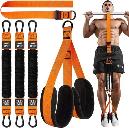 Picture of HPYGN Two Foots Pull Up Assistance Bands, Heavy Duty Resistance Band for Pull Up Bar, Adjustable Weight/Size with Fabric Feet/Knee Rest, Bands for Pull Up Assist for Strength Training, Pull Up Global Recycled Standard