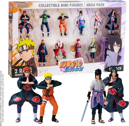 Picture of P.M.I. Naruto Shippuden Collectible Mini Figures 12-Pack, Assortment A | Team 7 Ninjas, Akatsuki & Legendary Sannin - Hidden Rare Shinobi - Anime Toy Set