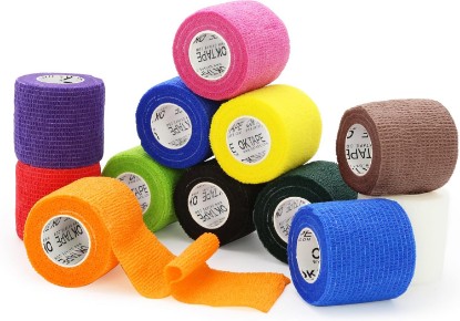 Picture of OK TAPE Self Adherent Cohesive Bandages Wrap 12Packs 2" x 5 Yards | Non-Woven Elastic for Thumb Finger Wrist Ankle Self Adhesive Bandage Wrap Breathable Vet Wrap Bandages Tape (Mixed Colors)