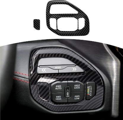 Picture of for RAM TRX 4WD Control Panel Trim Cover Fit for RAM TRX 2018-Present Black Carbon Fiber Interior Accessories 2pcs