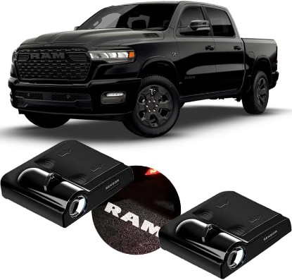 Picture of 2Pcs Wireless Car Door Lights Logo Projector, LED Welcome Courtesy Puddle Lamp Compatible with Ram 1500 2500 3500 Rebel TRX Big Horn Laramie, Ghost Shadow Car Accessories (HK-RAM)