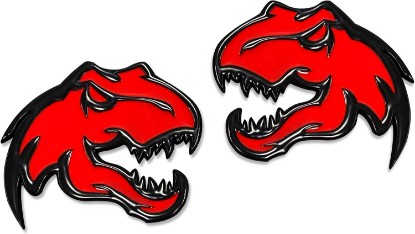 Picture of Zhizhong Dinosaur Emblem for Dodge RAM TRX 1500 2500 3500 | A Pair Dinosaur Graphic Metal Badge (Red)