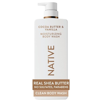 Picture of Native Moisturizing Body Wash, Clean & Gentle 24-Hour Hydration with Shea Butter, for Sensitive and Dry Skin, for Women & Men, Sulfate-free, Paraben-free, Cocoa Butter & Vanilla, 22 fl oz