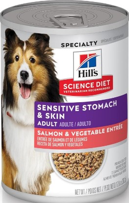 Picture of Hill's Science Diet Sensitive Stomach & Skin Wet Dog Food | #1 Veterinarian Recommended, Adult Formula, Salmon & Vegetable, 12.8 oz. Cans, 12-Pack