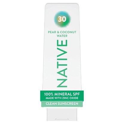 Picture of Native Mineral Sunscreen Lotion SPF 30, Pear & Coconut Water Scent, with 100% Mineral Zinc Oxide for Face & Body, Hawaii Compliant, Vegan, No White Cast - 7 oz