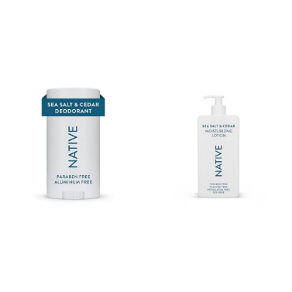 Picture of Native Deodorant & Body Lotion - Sea Salt & Cedar - Naturally Derived Ingredients, 72 Hour Odor Control, Aluminum-Free Sulfate-Free, Paraben-Free, Dye-Free Personal & Skin Care | 2 Pk