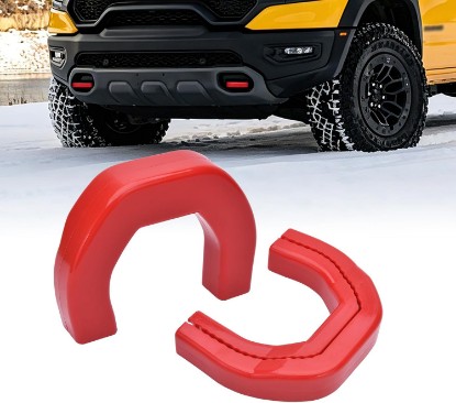 Picture of Tow Hook Covers Towing Hitch Covers Compatible with RAM 1500 2019-2026 Rebel TRX RHO, Red (2 Pack, Not Fit for RAM 1500 Classic, Warlock, RAM 2500, RAM 3500)