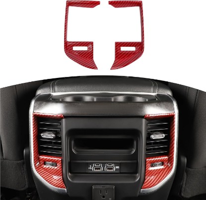 Picture of for RAM TRX Rear Air Vent Cover Trim Fit for RAM TRX 2018-Present Red Carbon Fiber Interior Accessories 2pcs