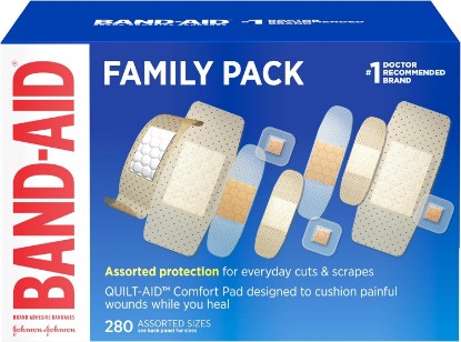 Picture of BAND-AID Brand Adhesive Bandages Family Pack, Assorted Sizes, 280 Count | Variety Pack, Assorted Protection for Minor Cuts, Scrapes & Burns, Helps Protect Against Dirt & Germs, For First Aid Kits [Amazon-developed Certification] Compact by Design