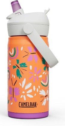 Picture of CamelBak Thrive Flip Straw Kids Bite Valve Stainless Steel Water Bottle Butterfly Rainbow, 12oz