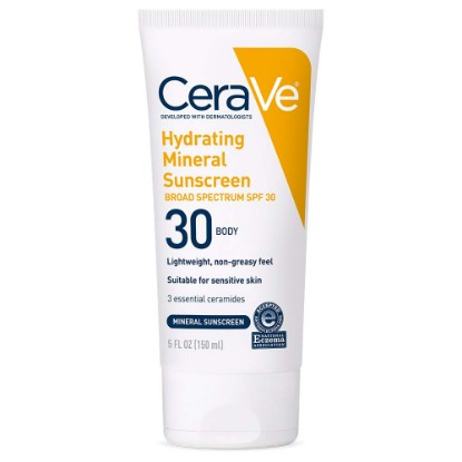 Picture of CeraVe Hydrating Mineral Sunscreen SPF 30 with Hyaluronic Acid, 5oz | Face Sunscreen with Zinc Oxide, Titanium Dioxide, Hyaluronic Acid, & Niacinamide For Broad Spectrum Protection