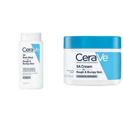 Picture of CeraVe Body Wash with Salicylic Acid | 10 Ounce & Moisturizing Cream with Salicylic Acid | 12 Ounce
