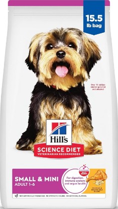 Picture of Hill's Science Diet Adult 1-6 Small & Mini Dry Dog Food | #1 Veterinarian Recommended, Chicken & Brown Rice, 15.5 lb. Bag