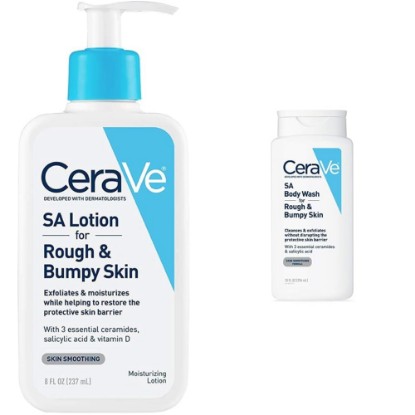 Picture of CeraVe SA Lotion for Rough & Bumpy Skin, 8 Ounce & Body Wash with Salicylic Acid | Fragrance Free Body Wash to Exfoliate Rough and Bumpy Skin | Allergy Tested | 10 Ounce