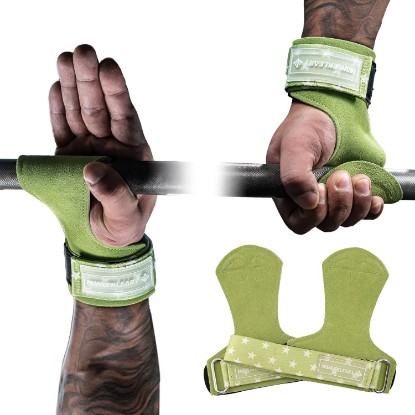 Picture of MANUEKLEAR Gym Straps Weight Lifting, Double Leather Lifting Straps for Men Deadlift with Cushion Wrist Loop, Gym Lifting Wrist Wraps for Weightlifting