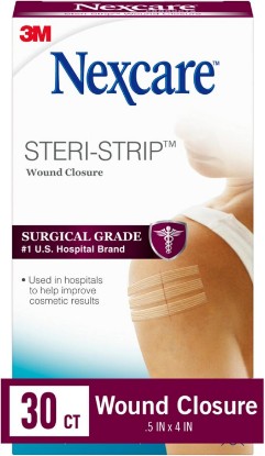 Picture of Nexcare Steri-Strip Wound Closure, Breathable Strips Hold Small Wounds Firmly Closed, Great After Sutures or Staples - 30 Wound Closures