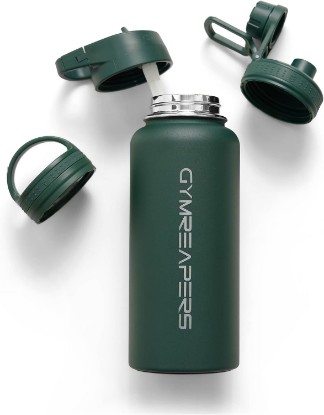 Picture of Gymreapers Insulated Water Bottle with Straw - 32 OZ Stainless Steel Water Bottles - BPA Free Metal Double Wall Vacuum Cold Hot Leakfree Flask Jug For Travel, Sports, Gym, School & Workout