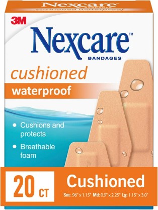 Picture of Nexcare Waterproof Cushioned Bandages, Assorted Sizes, 20 Count