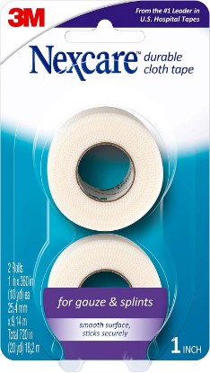 Picture of Nexcare Durable Cloth Tape, Woven Tape, Securely Holds Bulky Wound Dressing - 1 In x 10 Yds, 2 Rolls of Tape