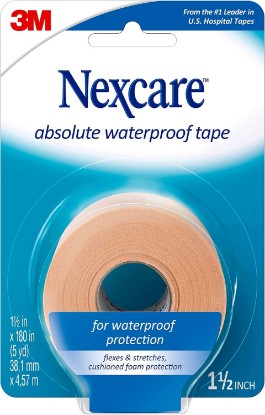 Picture of Nexcare Absolute Waterproof Tape, Flexible Foam Medical Tape, Secures Dressing and Keeps Wounds Dry - 1.5 in x 5 yds, 1 Roll of Tape