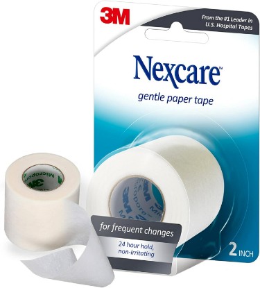 Picture of Nexcare Gentle Paper First Aid Tape, 2 in x 10 yd, Hypoallergenic Medical Surgical Tape for Sensitive Skin, Latex Free, 1 Count (Pack of 1)