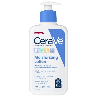 Picture of CeraVe Baby Lotion, Baby Skin Moisturizer with Vitamin E & Niacinamide, 8oz | Gently Hydrates Delicate Skin with A Non-Greasy Feel, Free Of Fragrance, Dyes, Paraben & Phthalates